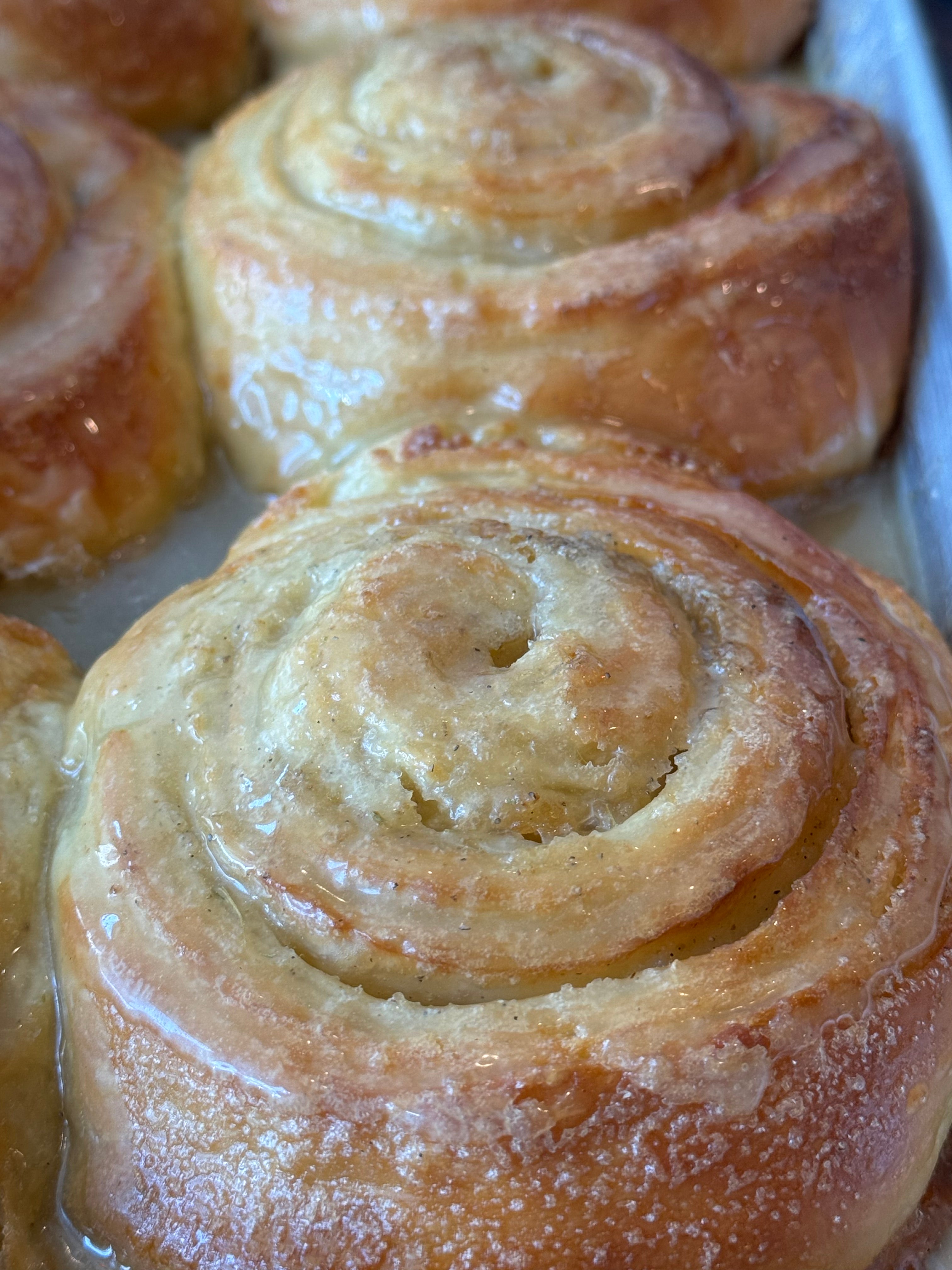 Glazed croissant pastry swirl
